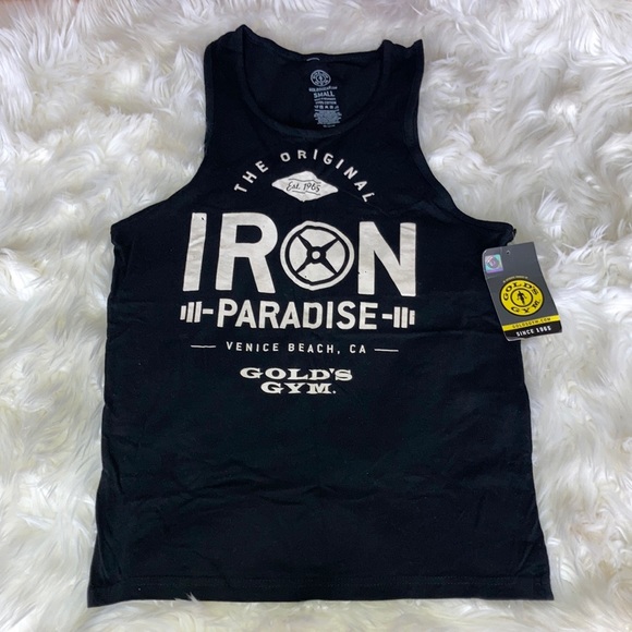 GOLD’S GYM Black Venice Beach Iron Paradise Muscle Tee Tank Top S - Picture 6 of 12